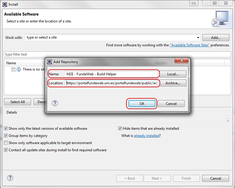  Configurar el repositorio del plugin //M2E - FundeWeb - Build Helper// 