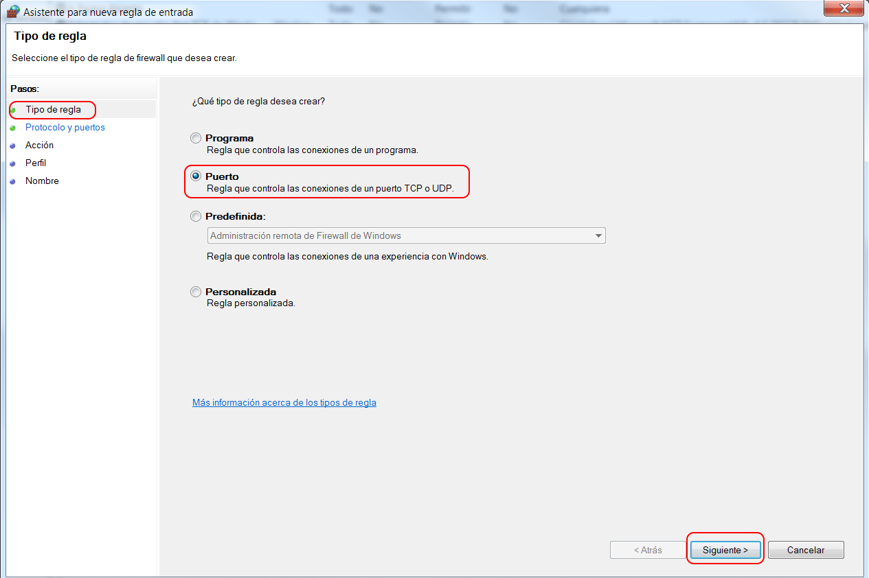 Firewall - Nueva Regla de Entrada - Tipo de Regla 